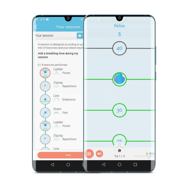 Mobile app showing kegel exercises